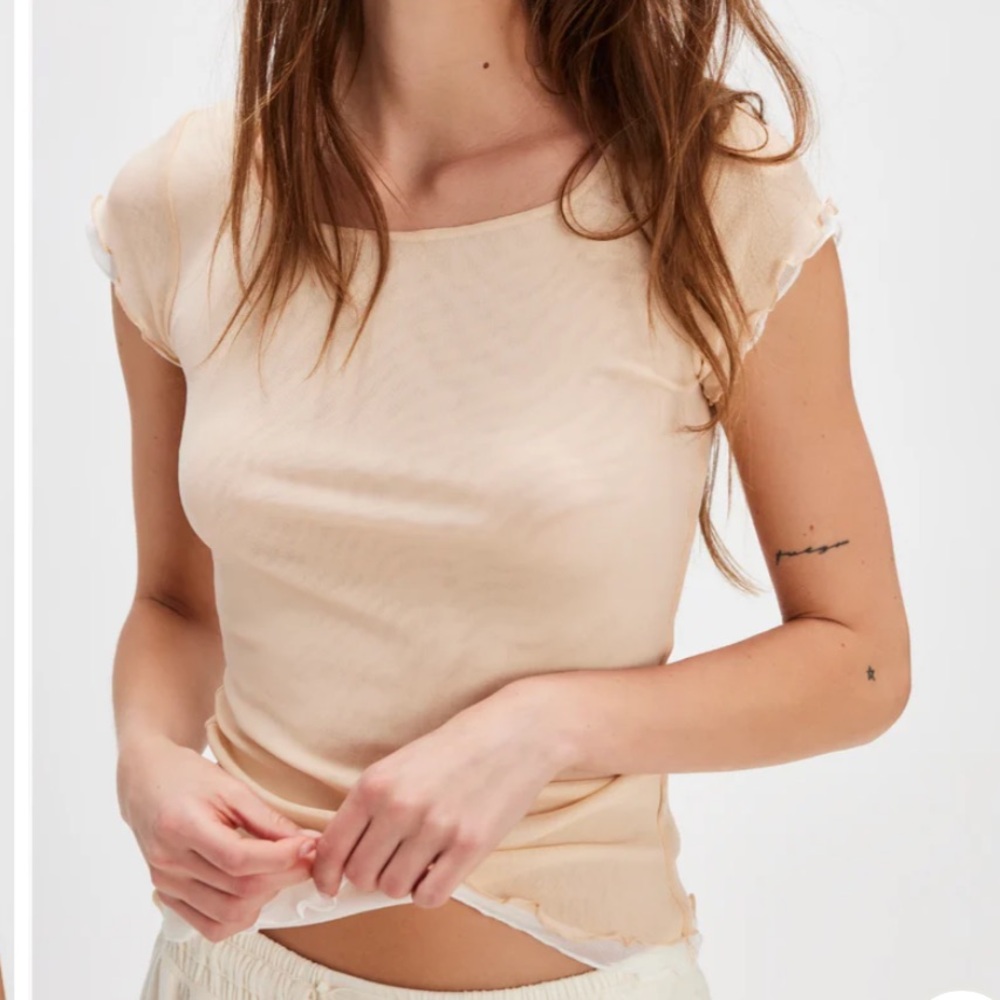 Free people double take mesh tee